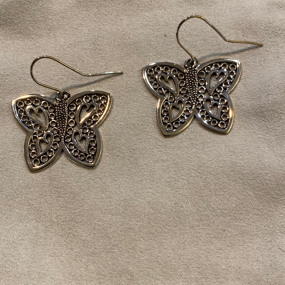 New - Sterling silver- butterfly- dangle earrings